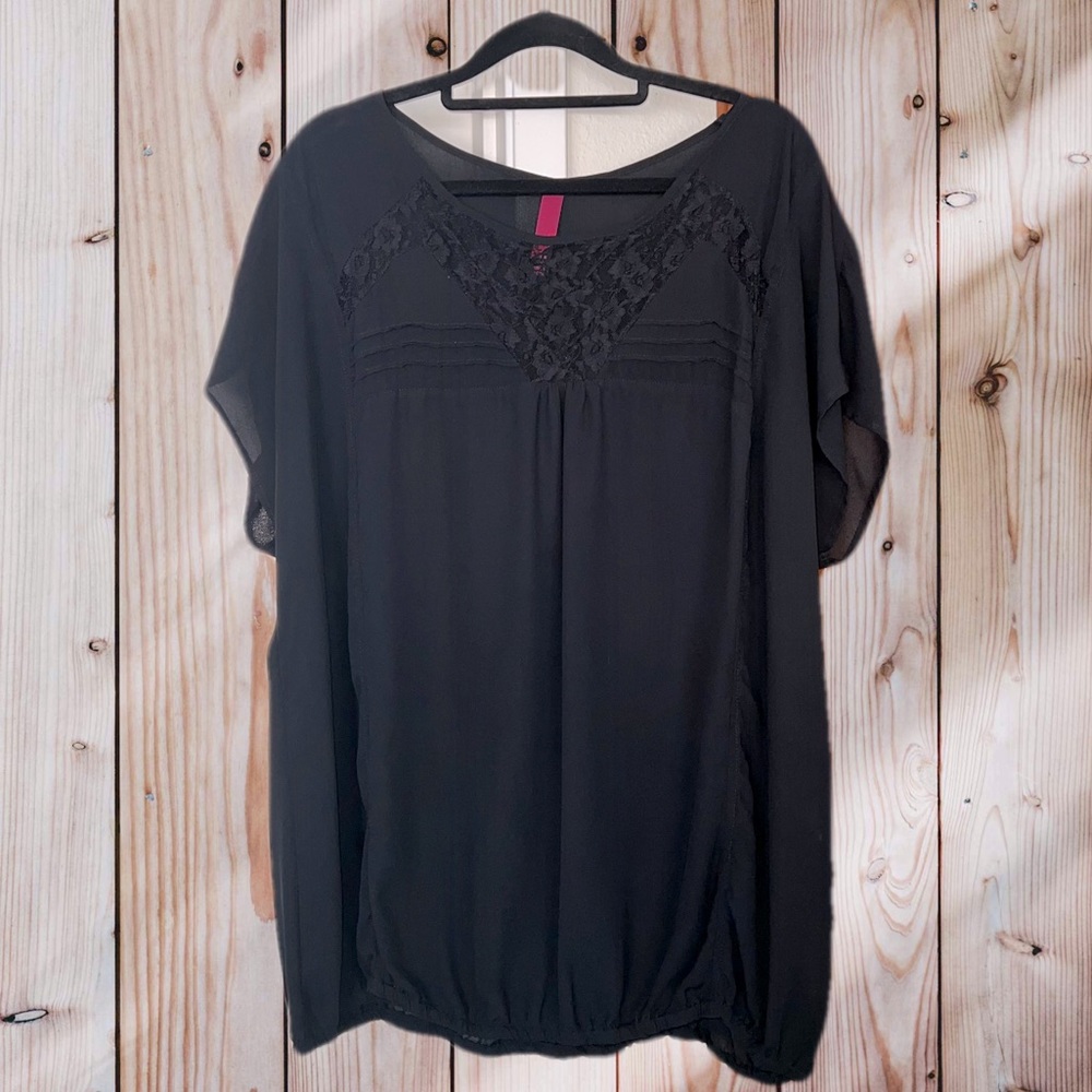 Pure Energy Plus Size Sheer Black Blouse. Size 3X